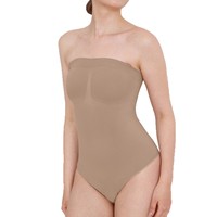 Body gainant sans couture en nylon avec design sans bretelles ajustable, amincit la taille et rehausse les hanches, lingerie sculptante pour femme
