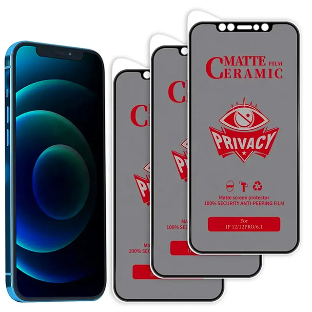 Full Cover Matte Ceramic Privacy Screen Protector for iPhone 11 12 13 14 15 16 MAX Anti-Spy Film for 7 8 Plus XS Max XR