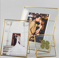 Support de table en laiton doré pour cadre en verre, double face, pour numéros de table de mariage, panneau de bienvenue, menu de restaurant, affichage d'événements