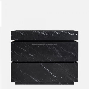 Nero Margiua อ่างล้างจานหินอ่อนสีดำแบบทันสมัยอ่างล้างมือในห้องน้ำโต๊ะเครื่องแป้งในห้องน้ำพร้อมอ่างล้างหน้า - Product Image 1