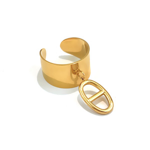 18K Vergoldeter Edelstahl-Schmuck in Verschiedenen Stilen, Geometrischer Blumen-Anhänger <span class=keywords><strong>Ring</strong></span>, Hochzeitsgeschenk für Frauen und Männer - Product Image 6