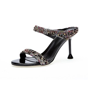Sandales à talons hauts pour femmes, style européen et américain, à bout ouvert, ornées <span class=keywords><strong>de</strong></span> strass et <span class=keywords><strong>de</strong></span> diamants, talons fins, pour l'extérieur, décontractées - Product Image 1