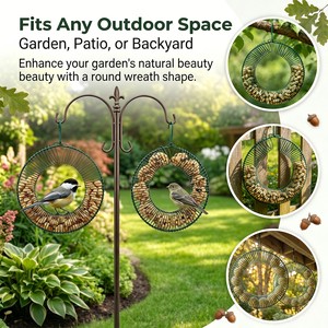 Coupe-vent imperméable anneau vert jardin treillis métallique suspendu couronne d'arachide suif mangeoire à <span class=keywords><strong>oiseaux</strong></span> avec construction en fer - Product Image 3