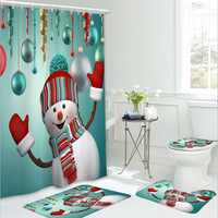 Rideau de Douche 3D Personnalisé de Luxe à Motif de Noël, 71*71 pouces, Vente Chaude, avec Crochets pour Salle de Bain