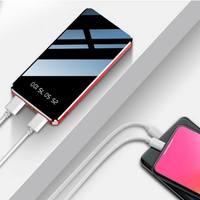 PINUODA Y33 10000mAh Baterai Li-Polymer Cermin Penuh dengan Layar LED Digital Portabel, Pengisian Cepat 10W, Bank Daya USB Ganda/Mikro