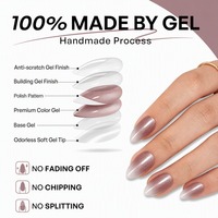 Kuku Palsu Custom Grosir Soft Gel Panjang Sedang Bentuk Almond Coklat Efek Gradasi Cat Eye Dapat Digunakan Kembali Tekan & Tempel untuk Manikur