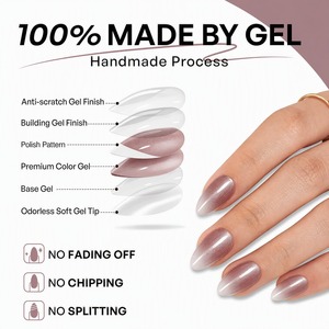 Faux Ongles Personnalisés en Gros, Gel Souple, Longueur Moyenne, Amande, Effet Dégradé Œil de <span class=keywords><strong>Chat</strong></span> Marron, Réutilisables, à Presser, pour Manucure - Product Image 2