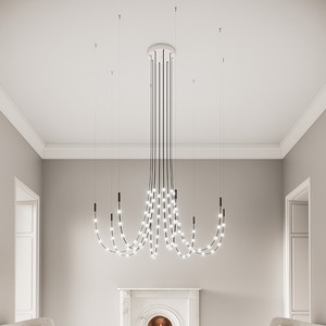 โคมไฟระย้ามัลติไดท์สีดำแบบยาว ไฟ LED ปรับความสูงได้ 220V - Product Image 2