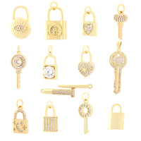 Bijoux DIY fait à la main personnalisé accessoire de bricolage cadenas en forme de coeur oeil du diable micro incrusté de zirconium pendentif plaque lumineuse