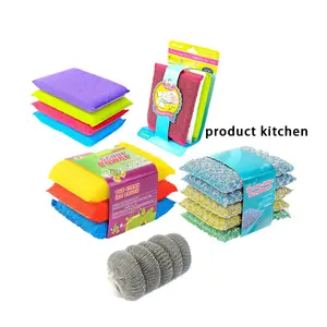 Multi-purpose Kitchen Microfiber Scrub Sponges Scouring Dishes Cleaning Pads