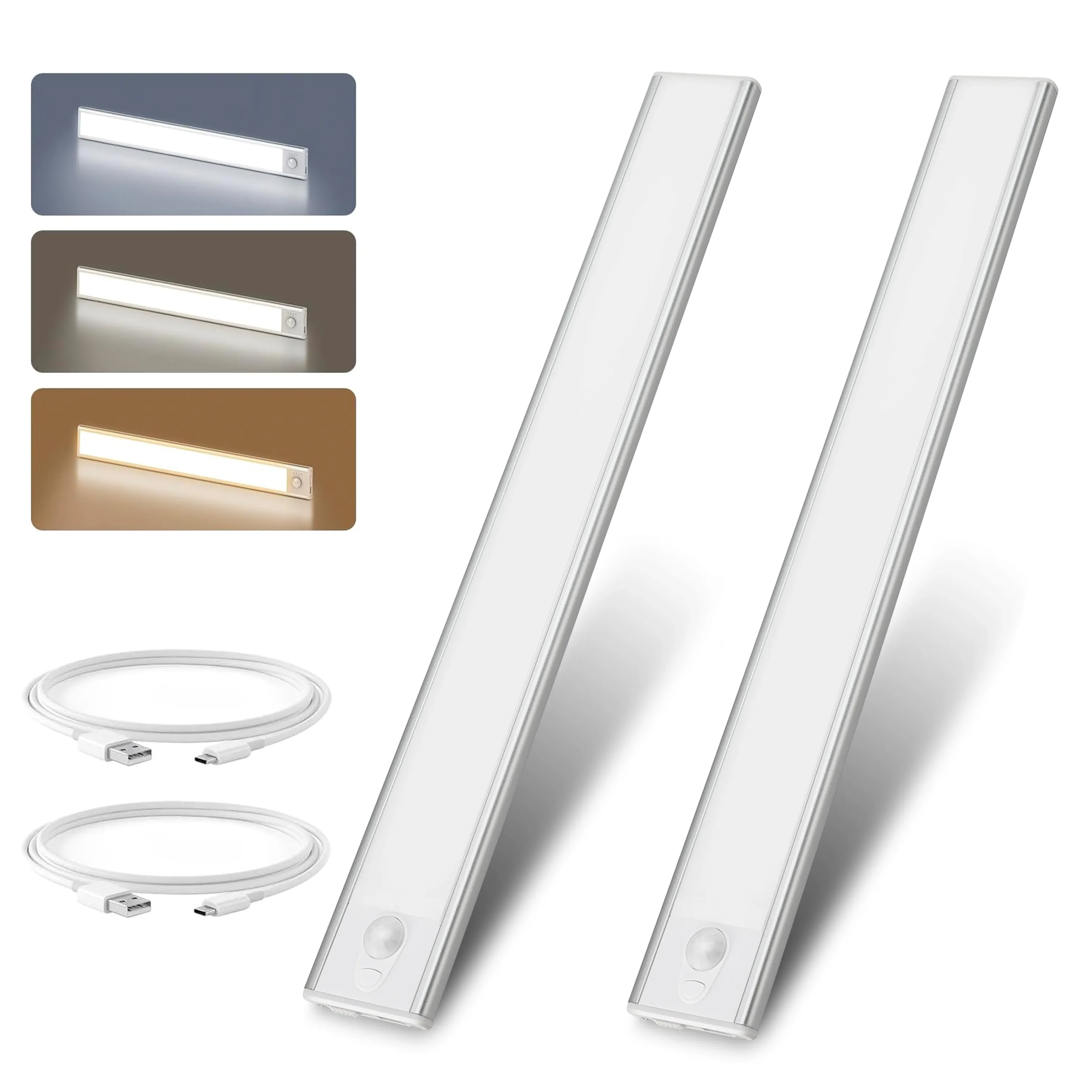 Ultra-Thin Indoor Lighting 3 Color Dimmable 5v Usb Rechargeable Kitchen Cabinet Closet Wardrobe Led Motion Sensor Light