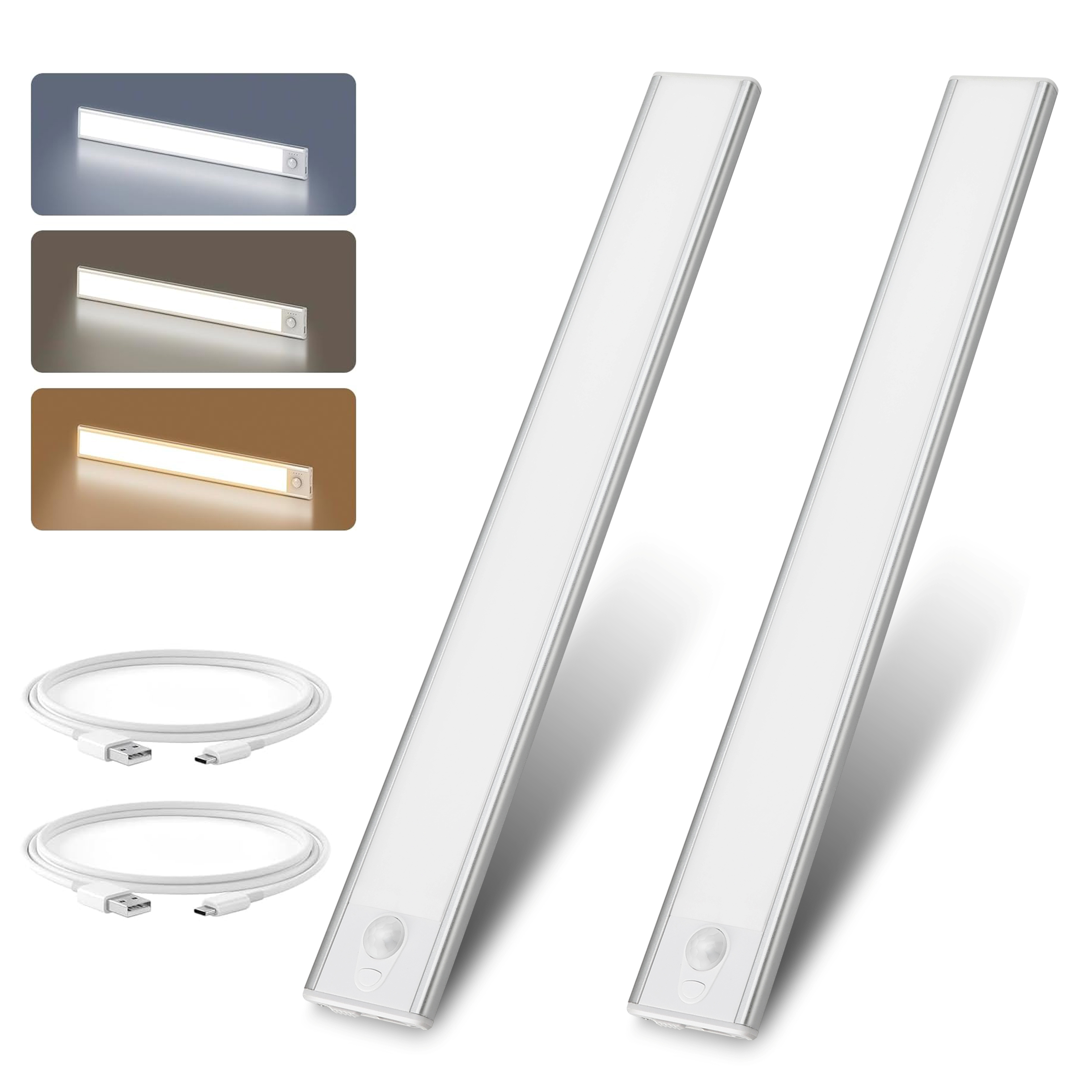 Ultra-Thin Indoor Lighting 3 Color Dimmable 5v Usb Rechargeable Kitchen Cabinet Closet Wardrobe Led Motion Sensor Light