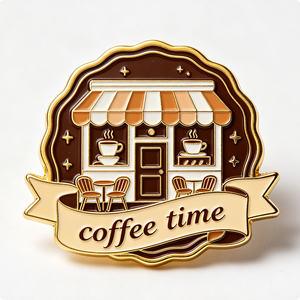 เข็มกลัดเคลือบลายแก้วกาแฟ ป้ายโลหะแบบ Letterpress สีทอง รูปดอกกานพลู สำหรับเป็นของขวัญและเครื่องประดับเสื้อผ้า - Product Image 4