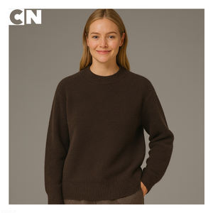 Fabricante de Suéteres, Venta al Por Mayor Personalizada, Suéter Casual de Cuello Redondo, Color Liso, de Algodón y Lana, Tejido, para Mujer, con Botones, para Invierno - Product Image 2