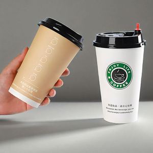 Vasos de Papel Biodegradables de Doble Pared, Resistentes al Agua, con Logotipo Personalizado, Venta al Por Mayor para Bebidas de Vino y Café - Product Image 3