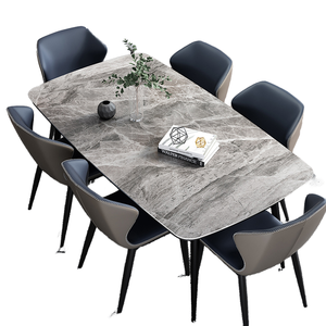 Juego <span class=keywords><strong>de</strong></span> mesa <span class=keywords><strong>de</strong></span> comedor <span class=keywords><strong>de</strong></span> <span class=keywords><strong>pizarra</strong></span> <span class=keywords><strong>de</strong></span> lujo, 6 sillas, estilo <span class=keywords><strong>de</strong></span> acero al carbono negro, comedor, Mesa <span class=keywords><strong>de</strong></span> Piedra sinterizada, muebles modernos - Product Image 3