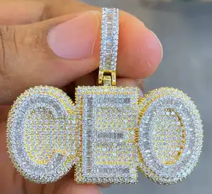 5A Zirconia Bling Trendy Volledige Diamond Hip Hop Sieraden Micro Pave Cz Brief Ceo Hanger Ketting Voor Mannen Jongen