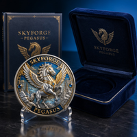 Pièce de monnaie commémorative 3D en relief personnalisée en gros, série Pégase, pièce de défi en métal, cadeau souvenir, fabrication OEM ODM, badge à épingle
