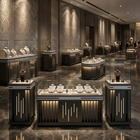 Ensemble de présentoirs pour bijouterie commerciale sur mesure, vitrine de présentation de bijoux en verre sur pied avec éclairage LED, armoire de présentation