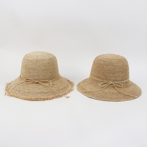 Chapeau de paille en raphia tressé à la main <span class=keywords><strong>pour</strong></span> l'été, chapeau de paille en raphia <span class=keywords><strong>pour</strong></span> femmes, voyage, plage, protection UV, visière, chapeau de pêcheur - Product Image 1