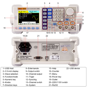 Generador de señal 2003A con 25MHz DDS 8192 puntos Longitud de onda Pantalla LCD Función sinusoidal de frecuencia - Product Image 3