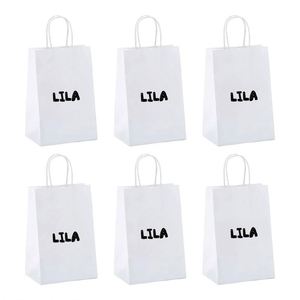 Sac cadeau en papier kraft blanc écologique recyclable de luxe personnalisable avec logo - Product Image 4