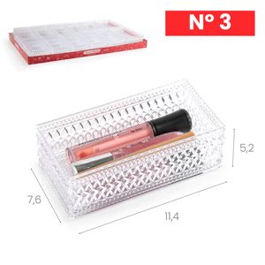 Organizer per trucchi in cristallo trasparente 11,4x7,6x5,2 cm, contenitore per la casa, durevole e riutilizzabile - Product Image 1