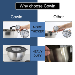 Set di <span class=keywords><strong>Ciotole</strong></span> in Acciaio Inox OEM con Coperchi <span class=keywords><strong>Trasparenti</strong></span> in <span class=keywords><strong>Vetro</strong></span>, 5 Pezzi con Base Antiscivolo in Silicone, Colore Personalizzabile - Product Image 3