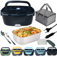 Kotak Makan Penghangat Makanan Listrik Stainless Steel Dua Lapis 1.5L untuk Penggunaan di Mobil & Rumah Tegangan Universal Garansi 1 Tahun