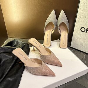 รองเท้า Youlumimi & Shoes แบบหัวแหลม ส้นเข็มสูง 5-8 ซม. พื้นรองเท้าคริสตัล PU แบบ D'Orsay รองเท้าส้นสูงแฟชั่นสำหรับผู้หญิง - Product Image 2