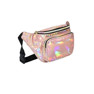 Sac banane rose doré pour femme avec fermeture éclair, résistant à l'eau, brillant, holographique néon, sac de voyage pour festivals et raves - Product Image 4