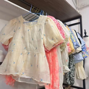 Geruite pofmouw <span class=keywords><strong>blouses</strong></span> met off-shoulder halslijn, bloemenprint, gemengde designs, tweedehands dames tops, geschikt voor Filipijnen en Thailand - Product Image 2