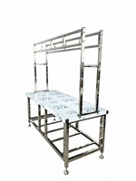 Étagère de comptoir commerciale à double barre personnalisable, finition polie, résistante à la corrosion, robuste