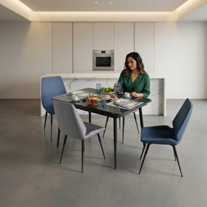 Modern Extendable <b>Foldable</b> Stainless Steel Dining <b>Table</b> 5-Piece Dining <b>Chairs</b> Set Comfortable Easy Installation Luxury Home - Product Image 1