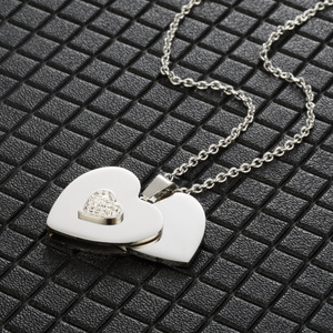 Collier en forme de cœur <span class=keywords><strong>pour</strong></span> meilleures amies, collier d'<span class=keywords><strong>amour</strong></span> <span class=keywords><strong>pour</strong></span> couple, acier inoxydable, pendentif DIY, logo gravé au laser, nom, cadeau <span class=keywords><strong>pour</strong></span> la Saint-Valentin - Product Image 5