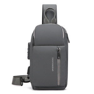 Korean Style Custom Logo Lightweight Waterproof Nylon Crossbody <b>Bag</b> in <b>Black</b> and Gray For Cycling - Product Image 2