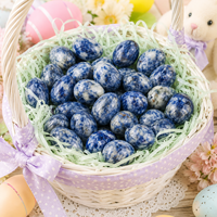 Mini-œufs en pierre naturelle bleue tachetée 15x20mm polis, décorations de Pâques, cadeau pour enfants, vente en gros