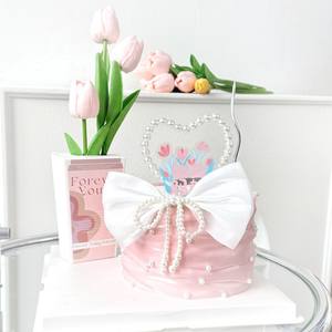 Decoración para Pastel del Día de la Madre, Adorno de Plástico para Pastel con la Frase 'Mamá, Te Amo', Borde de Seda con Perlas - Product Image 3
