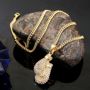 Collana Hip Hop <span class=keywords><strong>Rock</strong></span> Punk Placcata Oro con Catena Cubana, Diamanti, Dollaro, Boss, Regina, Croce, Pistola, Cuore, Re, Leone, per Donna e Uomo - Product Image 6