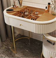 Miroir de coiffeuse moderne, miroir de table à maquillage, commode en bois avec tiroirs, coiffeuse avec miroir et lumières