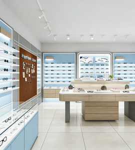 Magasin de vente au détail optique contemporain avec étagères ouvertes à niveaux et vitrines rondes éclairées - Product Image 5