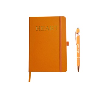 Set de Regalo de Papelería Empresarial Personalizado A5 con Estampado en Caliente, Impresión UV, Cuaderno de Tapa Dura de Cuero PU Naranja y Bolígrafo - Product Image 1