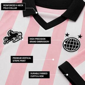 Maglia da Calcio Personalizzata OEM Traspirante a Righe Rosa e Bianche, Polo Vintage da <span class=keywords><strong>Uomo</strong></span> per Streetwear di Alta Moda - Product Image 2
