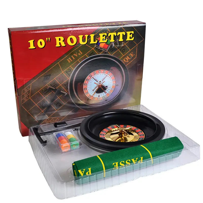 10 ''Roulette Jeu De Jetons De Poker avec 60 pièces Petits Jetons de Poker & Nappe & Chips à boire roulette jeu
