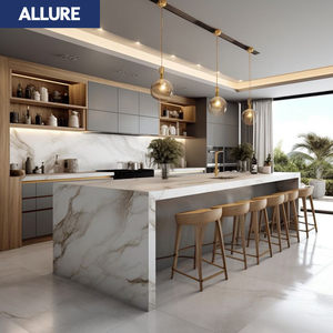 Juegos Completos de Gabinetes de Cocina Modernos de Lujo en Aluminio con Acabado Brillante Allure, Esquineros Mágicos Negros de Madera, Listos para Armar - Product Image 1