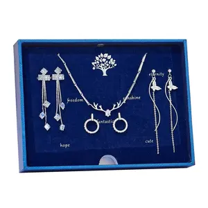 925 из стерлингового серебра Циркон олень кулон ожерелье серьги и браслет комплект украшений для девочек подарок на день рождения подарок на Рождество