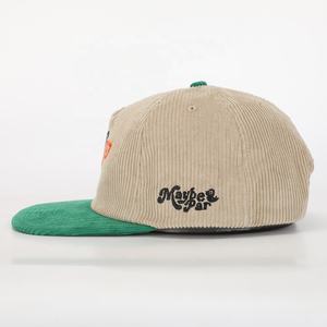 BSCI all'ingrosso personalizzato <span class=keywords><strong>di</strong></span> alta qualità Oem ricamo Logo 5 pannello Sport cappello a tesa piatta, cammello velluto a coste Gorras,Hip Hop Snapback Cap - Product Image 3