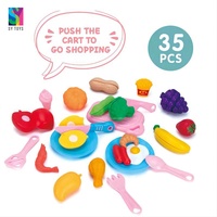 SY TOYS Nouveauté Jouet Éducatif 15 Pièces en Plastique pour Cuisine, Fruits et Légumes de Simulation, Chariot de Courses Ourson