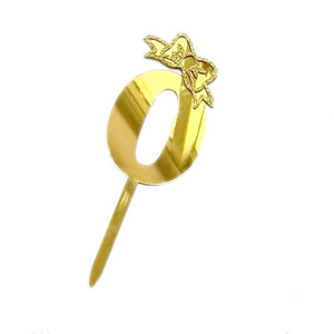 ตัวเลขอะคริลิคตกแต่งหน้าเค้ก 0-9 สีทองวิ้งๆ พร้อมโบว์ ประดับเค้กวันเกิด - Product Image 4