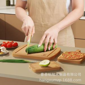Planche à découper en bois rectangulaire avec poignée, planche de cuisine en bois massif pour pain et pizza - Product Image 3